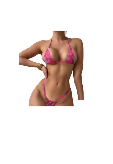 Traje Baño Bikini Micro Triángulo Con Estampado Muy Sexi-9