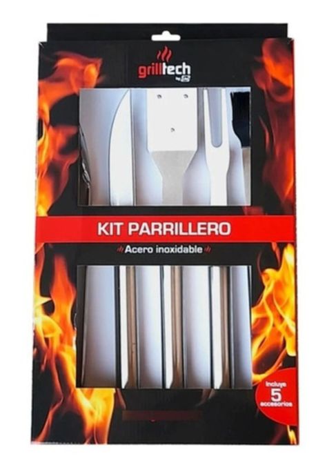 Kit Accesorios Parrilleros 5und Grilltech Acero Inoxidable-0