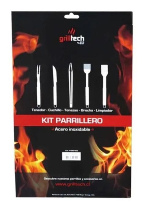 Kit Accesorios Parrilleros 5und Grilltech Acero Inoxidable-1