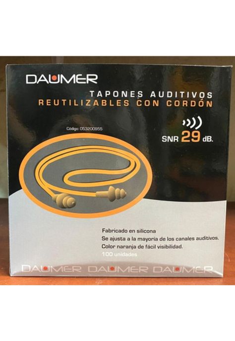 Tapon Auditivo Daumer Reutilizable (caja 100 Und) Con Cordon-1