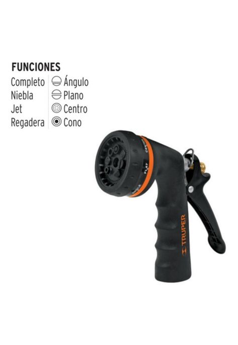 Pístola Para Riego De Metal Con Recubrimiento Truper 8funcio-3