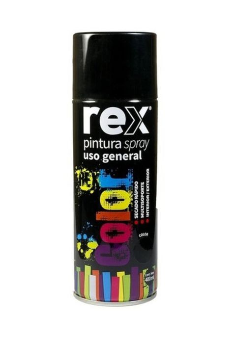 Pintura En Spray Uso General Secado Rápido Rex 400ml Negra-0