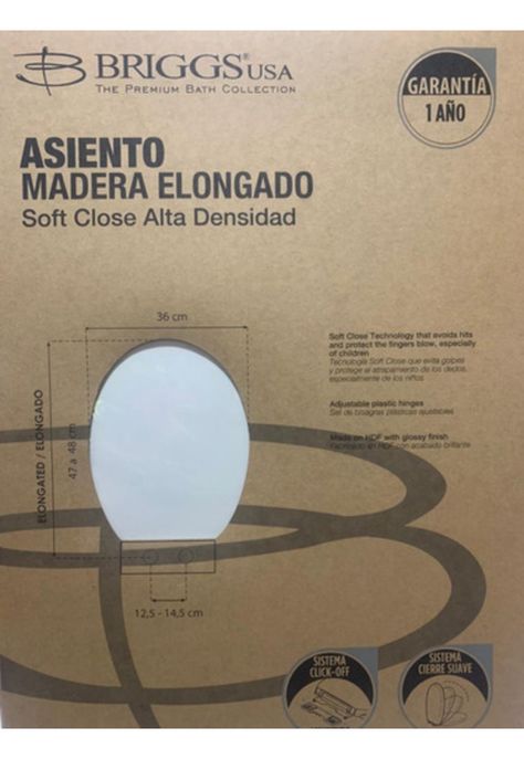 Asiento Madera Soft Close Alta Densidad Elongado Briggs Usa-1