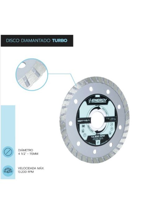 Disco Diamantado Turbo 4 1/2 x 7/8" Granito-Marmol-Mosaicos-Piedras-1