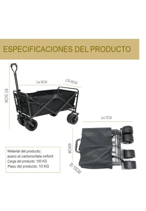 Carrito de Compras Plegable 8” - Ideal para Camping y Viajes-2