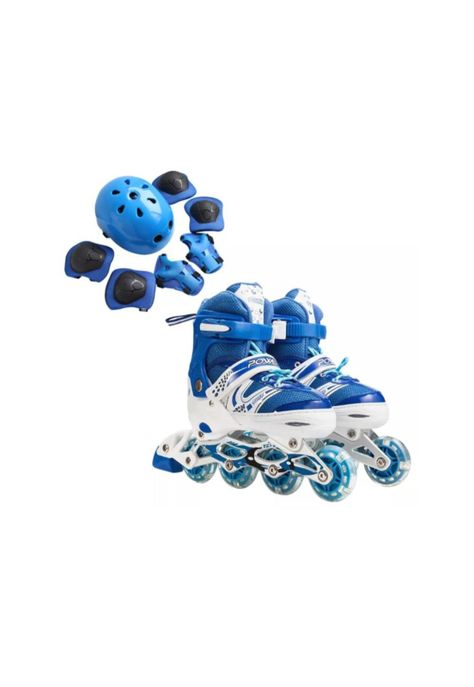 Patines Lineales Ajustables Con Luz+Kit De Protección Niños-3