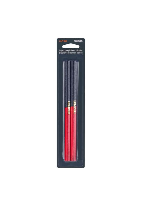 Blíster con 2 lápices 18 cm bicolor gruesos para carpintero-0