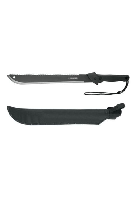 Machete Doble Filo 18 Cacha Bimaterial, Con Funda, Truper-0