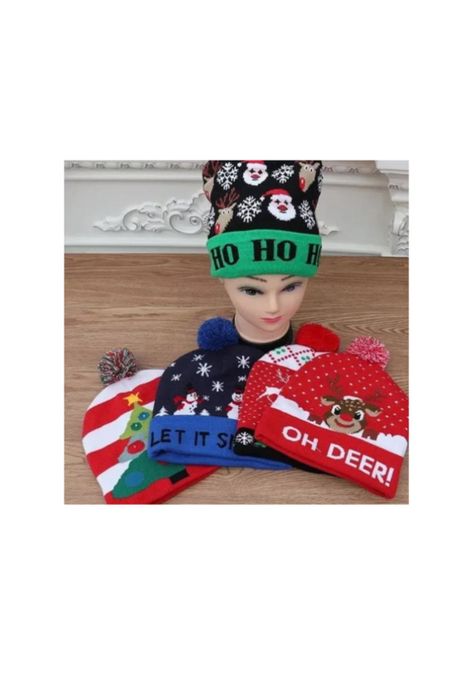 Pack de 3 Gorros de Navidad con luces Led Surtido Santa-1