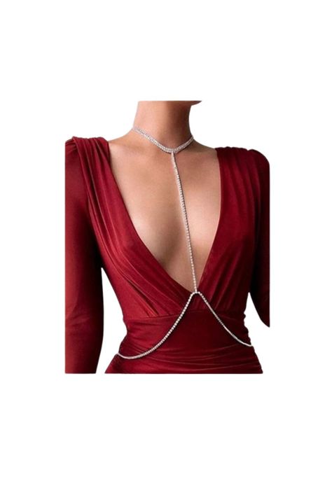 Cadena Collar para cuerpo Pecho con diseño de Diamante-0