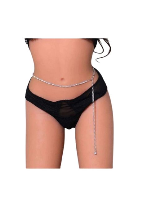 Cadena para la cintura con diseño de diamante de imitación -0