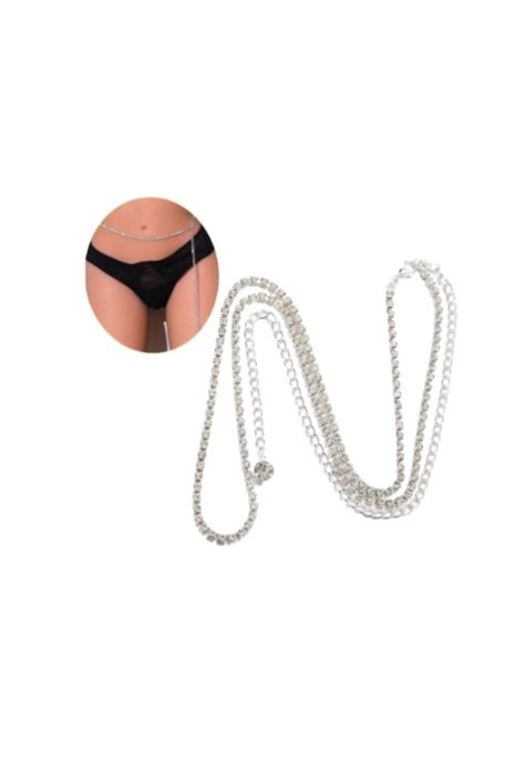 Cadena para la cintura con diseño de diamante de imitación -1
