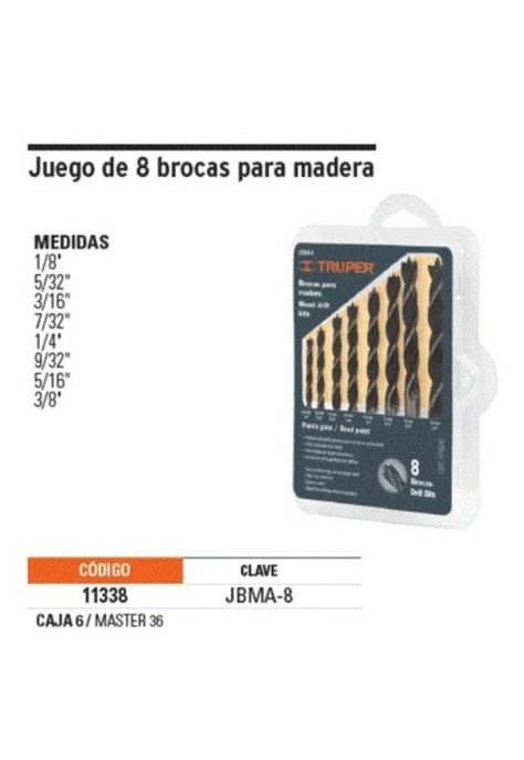 Juego De Brocas Para Madera, 8 Piezas Truper-2