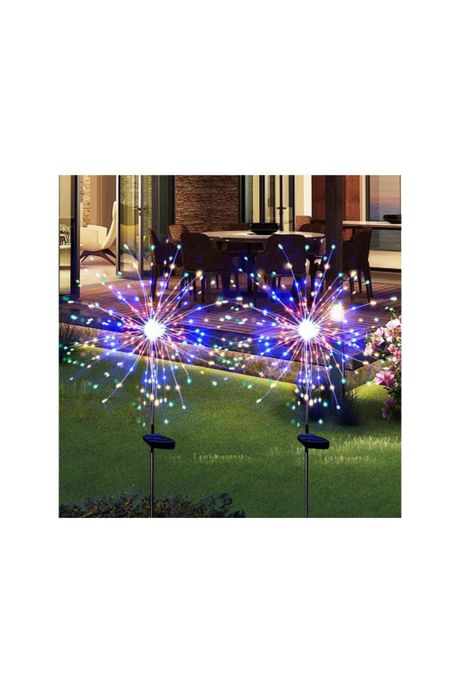 Pack X2 Luces Multicolor Solares Micro Led Fuego Artificial-1