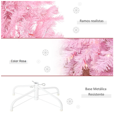 Árbol De Navidad 2.10 CM Color Rosado Decoración Navideña Año Nuevo-3
