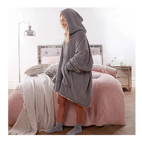 Polerón De Felpa Grande Da Suavidad Y Calor Para El Frio Gris-5