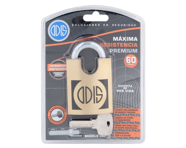 Candado alta seguridad exterior bronce con hombros 60mm Línea 560 Odis-2
