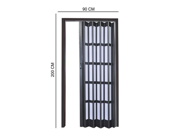 Puerta Plegable PVC 90x200 cm Wengue con ventana Baldara-1