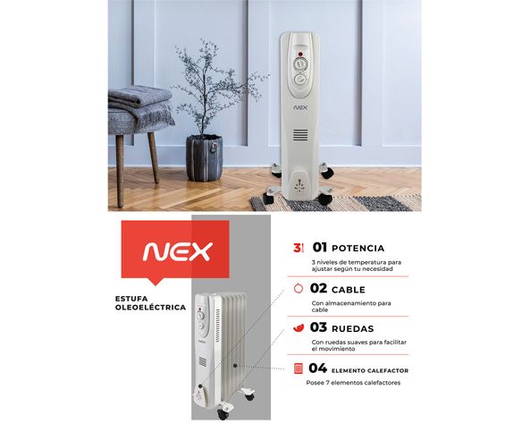 Estufa Oleo eléctrica OLEO007 1500W blanco-4