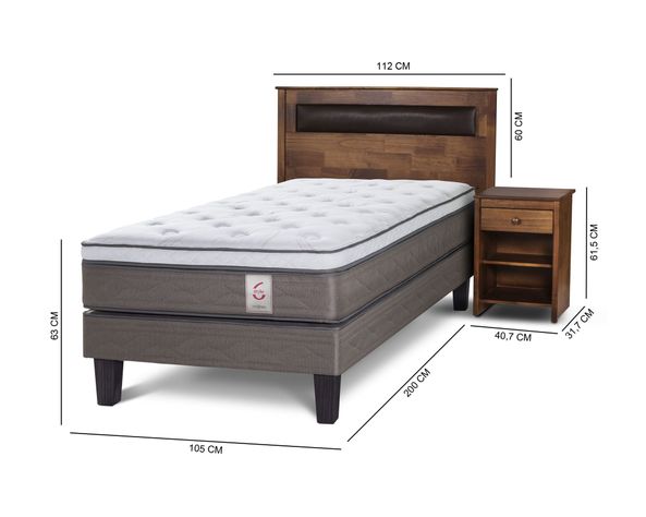 Cama europea 1.5 plazas New Style 6 + set Ferrara Rosen-5