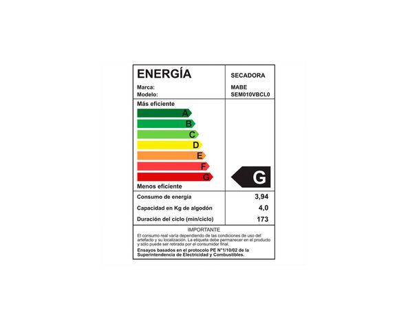 Secadora eléctrica Sem010VBCL0 frontal 10 kg blanco-6