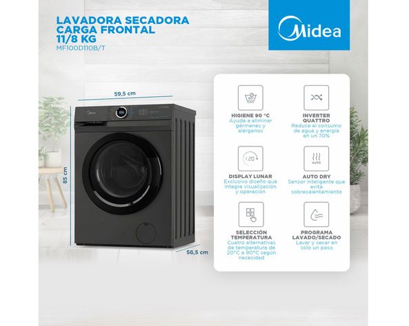 Lavadora secadora 11/8 kg MF100D110B/T Midea-4