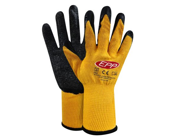 Guante poliéster/látex amarillo/negro 10 pares EPP-1