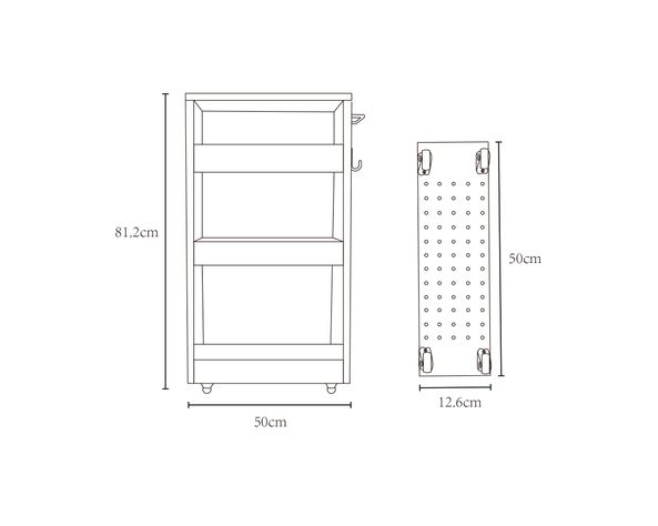 Carro organizador vertical blanco/natural 81.2x50x12.6 cm-2