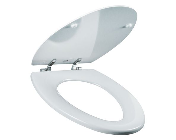 Asiento WC redondo blanco bisagras cromadas-2