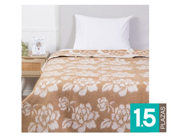 Frazada térmica Noruega Floral beige 1.5 plazas-0