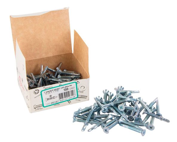 Tornillo 10-24 x 1.7/16'' winger madera metal plana x100 unidades Imporper-2