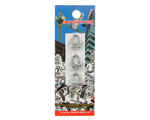 Pack 3 abrazaderas para cable 1/8'' galvanizada Imporper-1