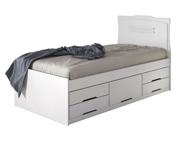 Cama funcional 1 plaza Juliana 5 cajones blanco-0