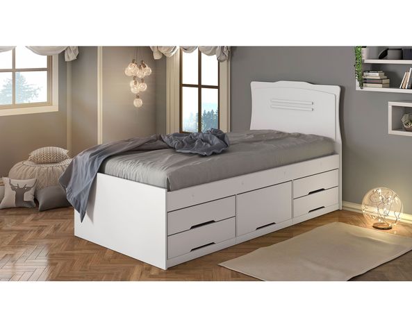 Cama funcional 1 plaza Juliana 5 cajones blanco-2