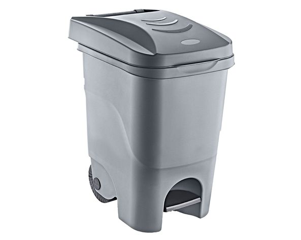 Basurero 60 litros Pedal con ruedas Cotidiana-0