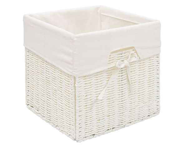 Canasto con tela alto Tejido blanco 30x30x30 cm-0