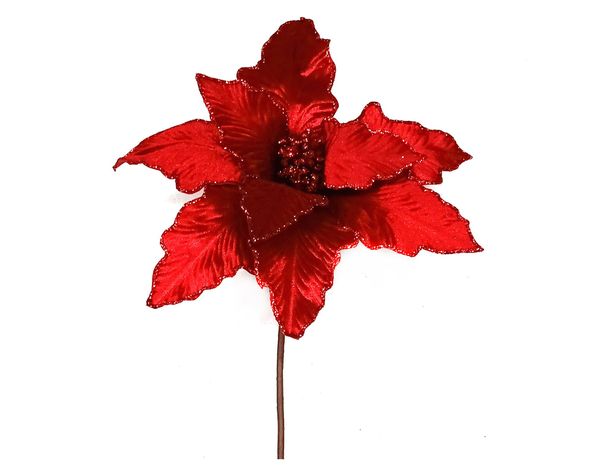 Flor navideña 33 cm Ponsettia rojo-0