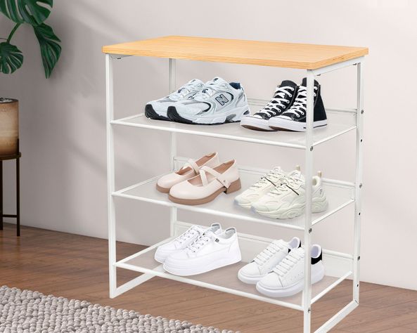 Zapatero 4 niveles malla blanco 76x64x33 cm-1