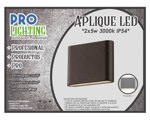 Aplique LED 5W 2L luz cálida negro Pro-Lighting-1
