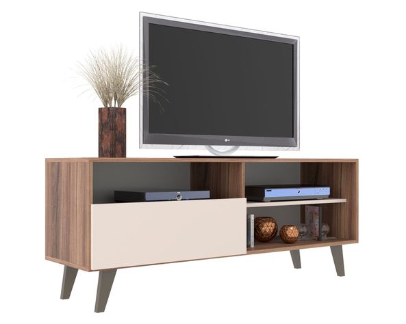 Rack TV 55" Detroit Nogueira café blanco-0