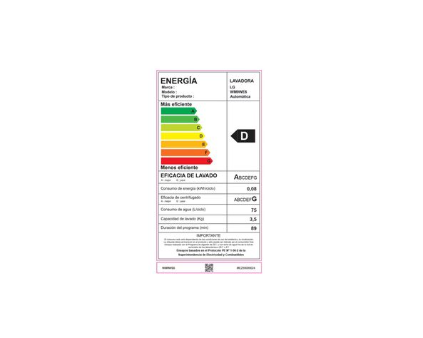 Lavadora carga frontal 9 kg WM9WE6 blanco LG-9