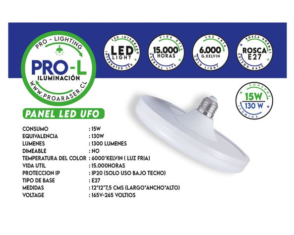 Panel led 15W 6500K Ufo negro-1