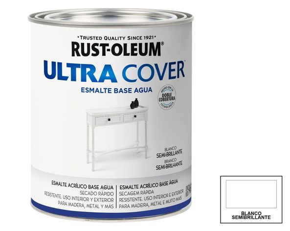 Esmalte al agua 946 ml Ultra cover blanco semi brillante Rust-Oleum-0