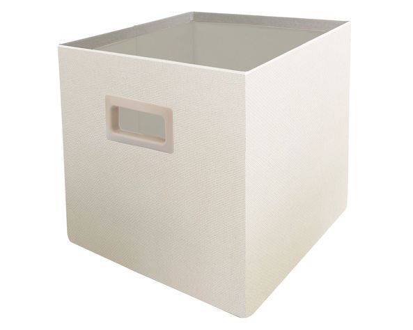 Canasto plegable textil alto crema 30x30x30 cm-0