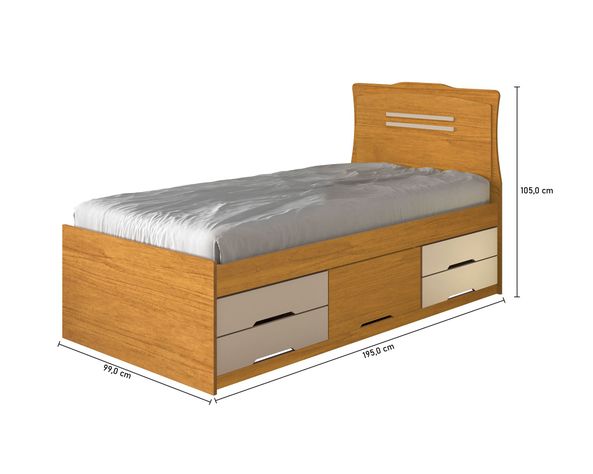 Cama funcional Juliana 1 plaza 5 cajones-3