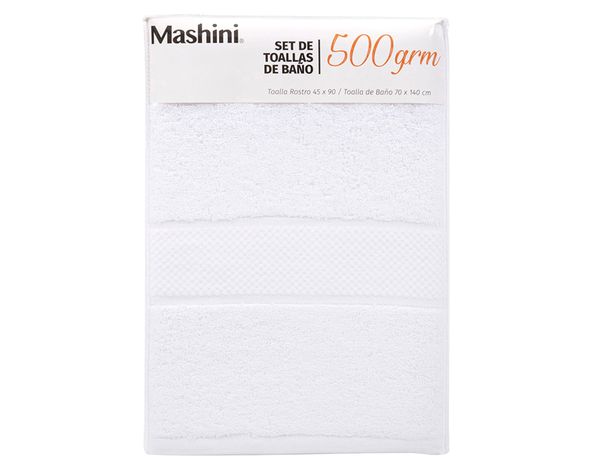 Set toalla mediana 45x90 cm + Toalla grande 70x140 cm blanco-1