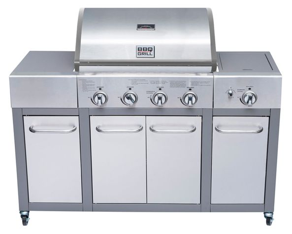 Parrilla a gas 4 quemadores + lateral Buffalo BBQ Grill-0