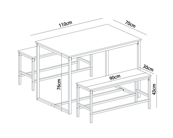 Comedor 2 bancas Elena Dark oak-4