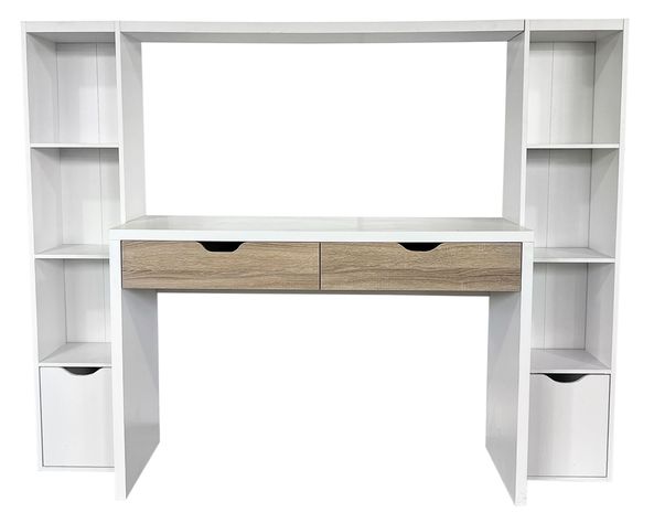 Centro trabajo 2 personas Reine blanco/natural 140x180x45 cm-0
