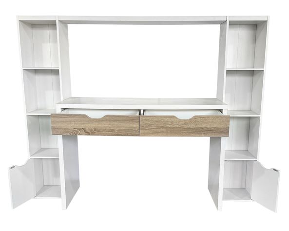 Centro trabajo 2 personas Reine blanco/natural 140x180x45 cm-2
